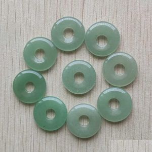 Charms runda ssorterade 18mm cirkel Donut Green Aventurine Natural Stone Crystal Pendants för halsbandstillbehör smycken gör droppe dhodc