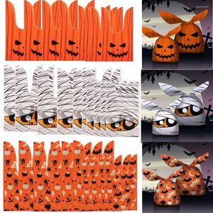 Wrap prezent 300pcs Halloweenowa torba cukierkowa długa ucha dynia wzór ciastek ciastek Pakowanie Pakowanie Podania dla dzieci