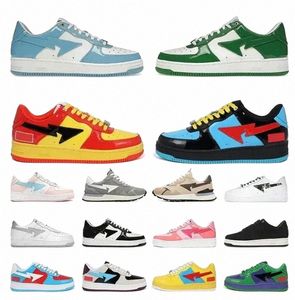 Designer sapatos casuais sk 8 bapestas tênis de plataforma bapada bapesta sk8 sta patente couro verde preto preto forma de forma para homens tênis de tênis