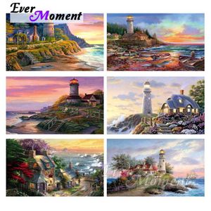 Stitch Ever Moment Diamond Målning Sea Landskap Bild Mosaik Full Square Diamond Diamond Embroidery 5D DIY Stone Cross Stitch S2F1069