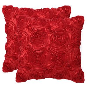 Pechinchas 2d 3d Flower Decorative Pillow Capas 16 x 16 vermelho