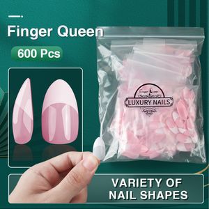 FALSE NAILS TIPS SET FULL 500st Kort nagelkonst Clear Top False Nails Akryl Fake Stick On Capsule Box French Almond Supplies Professional 230428