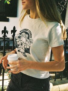 カミソールタンクヴィンテージクラシックバンドTシャツ女性サマーレターグラフィック半袖ソフトコットンTシャツレトロストリートウェアトップ230503