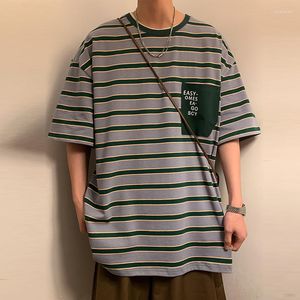 Men's T Shirts Summer Striped Couples T-shirts 2023 Men And Women Loose Round Neck Contrast Color Cotton Short Sleeve The Highest Quality