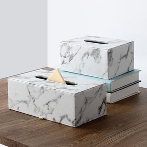 Organisation Ever Perfect Modern Marble Rectangle Faux Leather Tissue Box Servett Toalettpappershållare Fodral Dispenser Hemdekoration