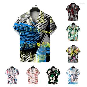 Men's T Shirts Summer Tees Casual Short Sleeve T-shirt Fashion Print Shirt Hawaii Holiday Men's Party Wear Single Breasted Tops 2023