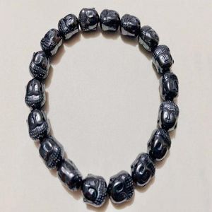 Strand Women Magnetic Bracelet Beads Hematite Stone Lucky Health Care Magnet Buddha Image Caved For Men's Jewelry