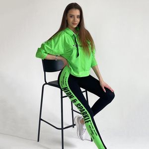 Suits Oshoplive Iridescent Patchwork Mesh Hoodies Leggings Suits Women Casual Fashion Contrast Color Sportswear For Women