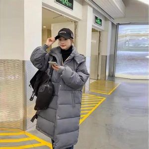 Parkas Winter Thick MidLength Down Padded Jacket Women 2021 New Korean Loose Padded Jacket Casual Padded Hooded Jacket Solid Color D06