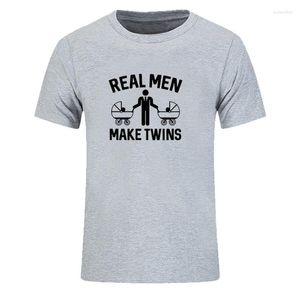 メンズTシャツ本物の男性は双子を妊娠する妊娠中のプリント半袖夏の夫ギフト面白いシャツグラフィックTシャツを男性用