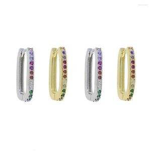Orecchini a cerchio 2023 Arrivati Fashion Women Girl Jewelry Mini Small Multi Piercing Rainbow Rectangle Orecchino