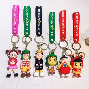 3D PVC el chavo nyckelkedja mexikansk tema krok charms populära mjuka pvc -dekorationer för fest födelsedag gynnar gåvor olika