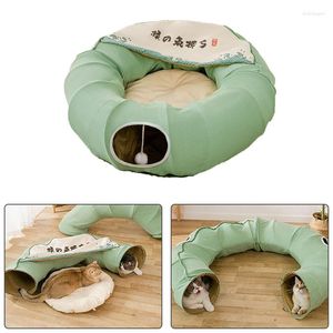 Cat Beds Tunnel House With Removable Cushion Collapsible Cats Bed Interactive Ball Kitten Nest Crossing Tube Toy For Small Dogs