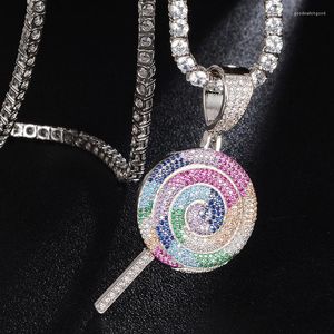 Colares pendentes gelados de colorido colorido colar colar bling cz pedra doce hip hop chains chains jóias presentes