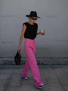 Kvinnors jeans kvinna hög midja rosa gröna denim jeans byxor t230503
