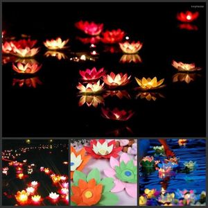 Decorative Flowers 30pcs/lot Valentine Candles Lanterns Wedding Wishing Water Flower Floating Lantern Lotus Lamp Ornament