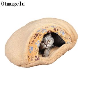 Carrier New Pet Products Winter Warm Soft Plush Cat House Pet Mats Sleeping Bag Cute Hamburger Puppy Cushion Cat Bed Dog Kennel pet Bed