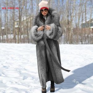 Blends Loose Thick Hairy Faux Fur Jacket Winter Coat Women Brown Luxurious Warm Faux Fur Coat Hooded Imitation Mink Hair Long Jackets