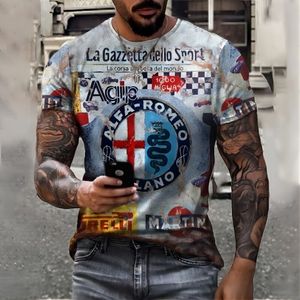 Mens Tshirts винтажная рубашка кастрол Принт 3D Gulf Oil Racing Ops Ees Biker с коротким рукавом негабаритный рубашка 230503
