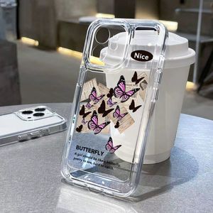 Phone Case For Iphone 14 13 12 11 Pro Max X Xr Xs Romance Butterfly Graffit Transparency Shell Clear Protection Soft Back Cover