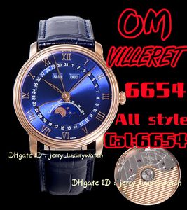 OM 6654 Villeret Perpetual Calendar Luxury Men's Watch Cal.6654 Automatisk mekanisk rörelse med 316L Fine Steel Case 40mm.Gold Blue