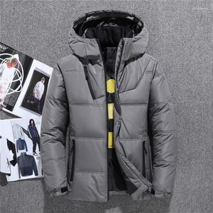 Down Tide Luxury Men Russia Winter Thick Warm Windproof Hooded White Duck Jacket Outwear Cappotti casual ispessiti