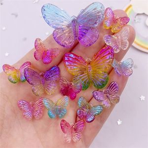 Dekorative Objekte Figuren AB-Harz Bling Bunte klare Kristall Schmetterling Flatback Loch Figur Anhänger Home Scrapbook DIY Applikation Handwerk 230428