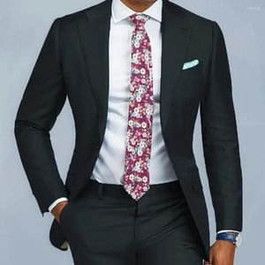 Abiti da uomo Nero con risvolto Risvolto Business Office Abito maschile Casual Slim Fit Abito da uomo Per la festa di nozze Moda elegante Colloquio di lavoro