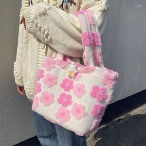 Duffel torebki puszysty kwiat loli kwadratowy kształt grafika lunch harajuku dziewczyny lolita urocze kawayi