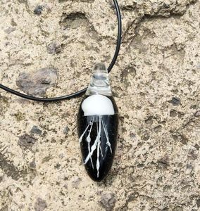 Pendant Necklaces Art Crafts Fashion Jewelry Hand Made Glass Jellyfish Black Rope