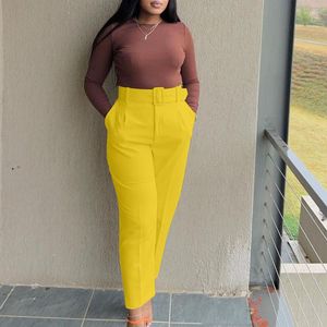 Women's Pants Women Harem High Waist Solid Color Long Suit Pant Summer Straight Zipper Button Wide Leg Business Office Trousers