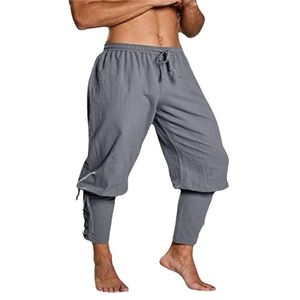 Pantaloni Pantaloni in cotone con fasciatura con lacci Uomo Costume da pirata vichingo medievale Larp Pantaloni capri larghi Pantaloni larghi in tessuto per adulti