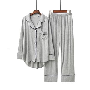Kvinnors sömnkläder 2st Pyjama Ställer in kvinnor långärmad solid modal lös andas mjuk dam kostym Koreansk stil hemkläder bekväma 230503