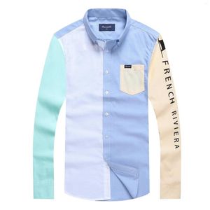 Herren Casual Shirts Patchwork Design Faconnable 2023 Fashion Camisa Social Full Shirt Trendy Men Slim Fit Style Male Letter Dress