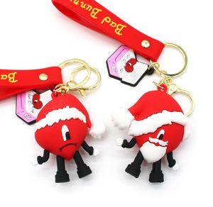 Keychain de jóias de animação fofa Love Heart Rabbit Series PVC Key Ring Acessories Kids Birthday Gift