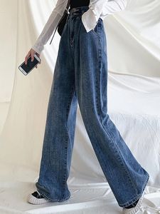 Jeans femininos mulheres largas mulheres mulheres femme plus size calça de perna reta de alta cintura de calça vintage inverno