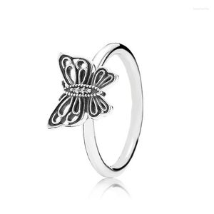 Cluster Rings Authentic 925 Sterling Silver Love Takes Flight Futterfly Fashion Ring For Women Gift DIY Jewelry