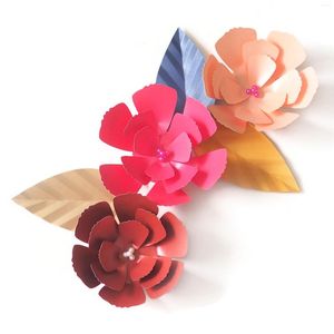 Decorative Flowers DIY Artificial Fleurs Artificielles Backdrop Giant Paper 3PCS Leave Wedding Party Decor Glittered
