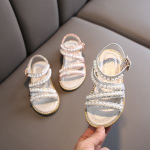 Sandals Fashion Beadings Girls Sandals Summer Children Party Performance Shoes Kids Pearls Open Toed Sandals For Girl 230503