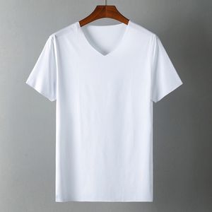 Мужская футболка мужская футболка Япония с коротким рукавом с коротким рукавом мужской ледяной футболка с шелковием V-образным вырезом Slim Summer Pure Color