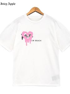 T-shirt sulu elma tişört palmiye markası Aşk Baskı Pamuk Kısa Çevneli Tshirt 2022 Yaz Erkek ve Kadın Çift Üst Y2K Tshirt Üstleri