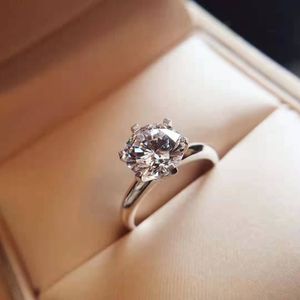 Классический 6 когтей круглый бриллиант пасьянс обручальное кольцо бриллиантовое обручальное кольцо Дизайнерские женские кольца Свадебные влюбленные обручальные кольца для женщин