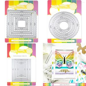 Present Wrap Rectangle Square Circle 2023 Metal Cutting Dies for Scrapbooking Paper Craft Handmade Card Punch Art Cutter