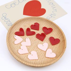 Charms Mini ordine 10 pezzi resina amore a forma di cuore rosa rosso plastica moda orecchino collana braccialetto ciondolo galleggiante ciondolo artigianale