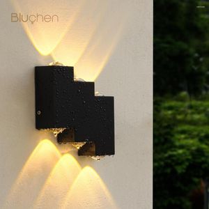 Vägglampa IP65 Vattentät LED -ljus Modern svart utomhus 4 6 8W Garden Porch Aluminium Fixture Sconce