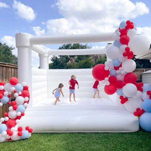 01 White Bounce House full PVC jumping Bouncy Castle Inflatable bouncer castles moonwalk jumper with blower For Wedding events party free ship