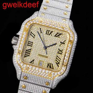 Relógios de pulso Luxo Personalizado Bling Iced Out Relógios Branco Banhado A Ouro Moiss Anite Diamond Watchess 5A Replicação de Alta Qualidade Mecânica Aylv UIXF