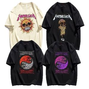 Men's T-Shirts Metal Rock Band Mens T Shirts Graphic Vintage Cotton Oversized Hip Hop Streetwear Heavy Music Tees Punk Y2k Short Sleeves 230428
