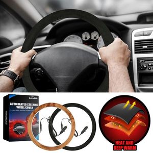 Steering Wheel Covers Universal Car Heated 14 5-15 5 Inch Cover SUV Winter Hand Warmer For 38cm Outer Diameter Automobile