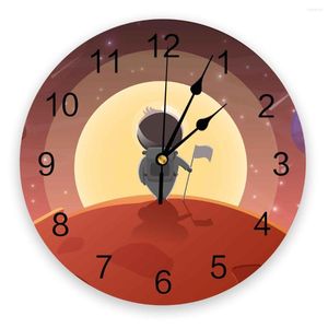 Väggklockor Sun Universe Round Clock Creative Home Decor Living Room Quartz Needle Digital Hanging Watch